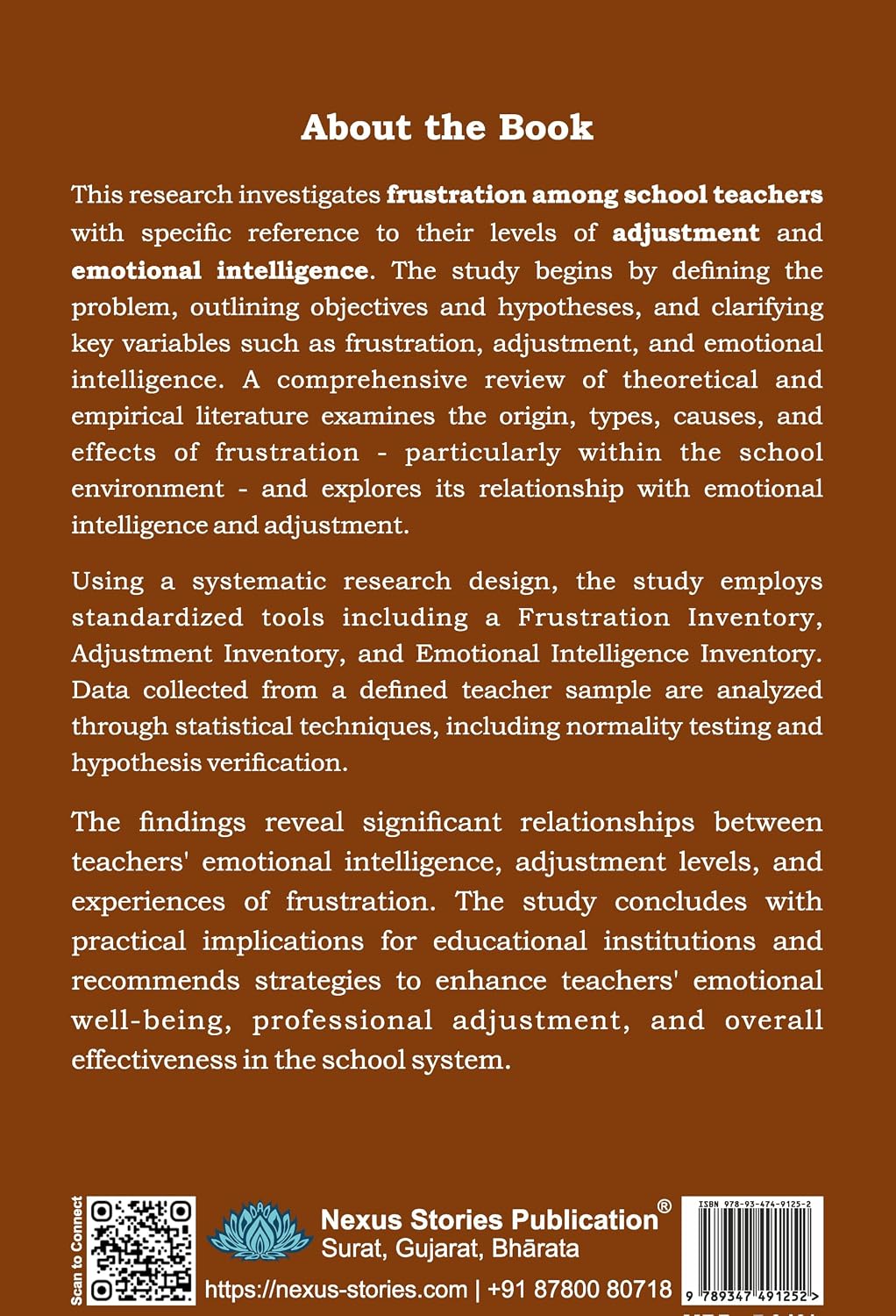 Frustration Among School Teachers with Reference to Adjustment and Emotional Intelligence (English) By Dr. Naiya Shashikant Sajjan - Image 3